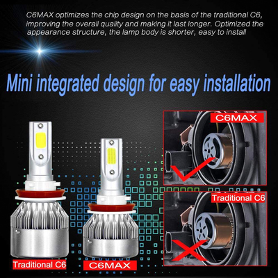 36V Auto Led Headlight Bulbs H7 H3 H4 H11 C6  30000 Hours Lifespan